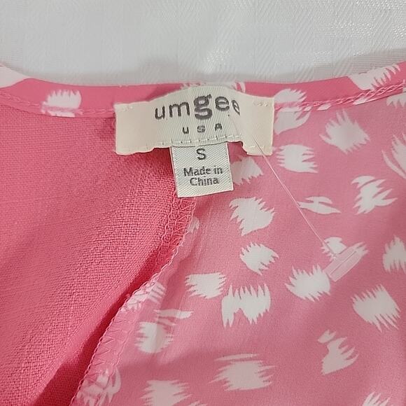 Umgee Women’s Pink Animal Print Mixed Fabric Flowy Tank Top Small NWOT - Picture 6 of 7